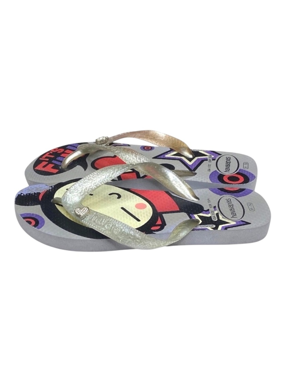 Havaianas x VOOZ ☼ Thong Flip Flop Sandals ☼ Decorative Crystalized Studs ☼ Grey - Picture 6 of 16